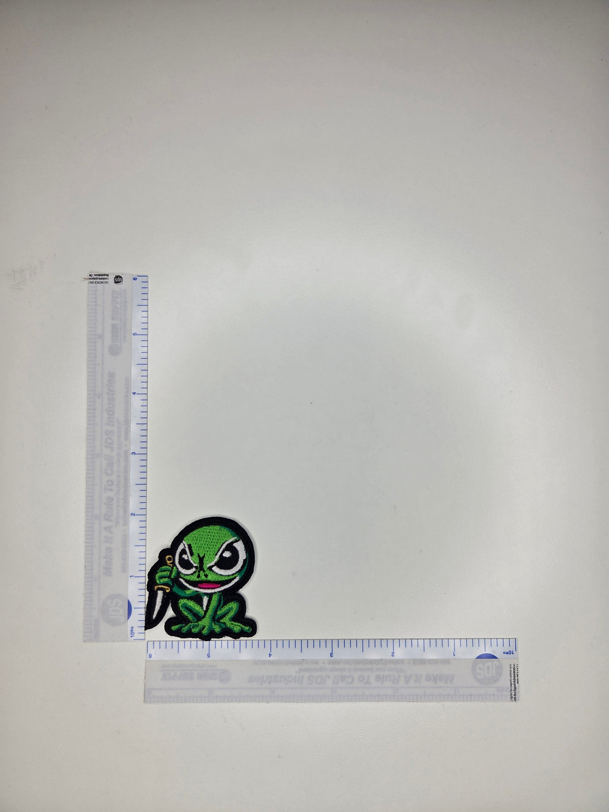 Angry Frog with Knife Embroidered Patch