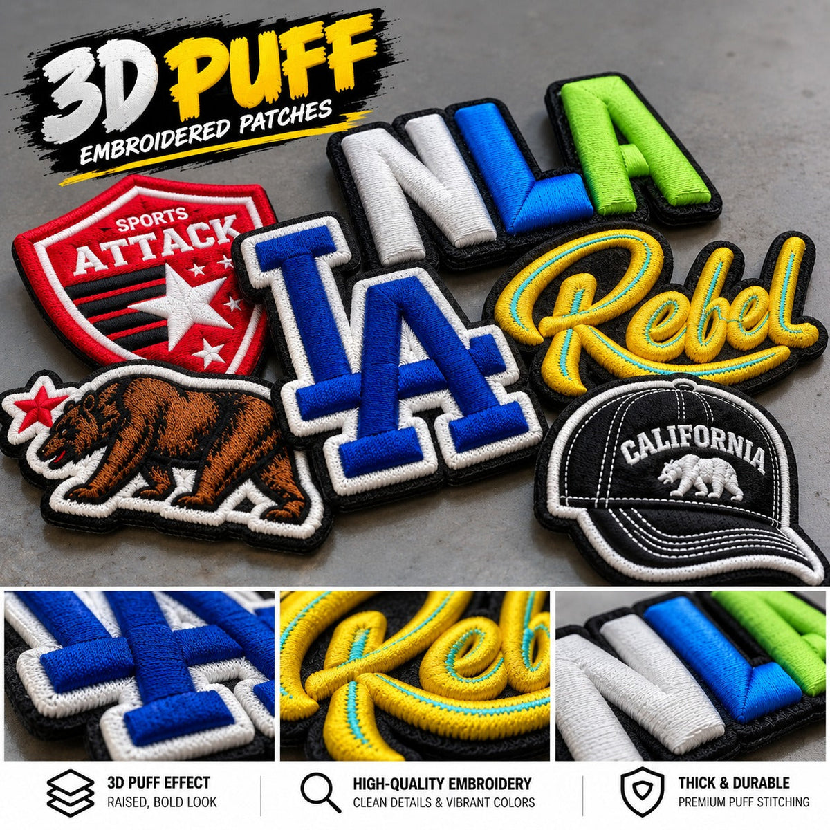 3D Puff Embroidered Patches
