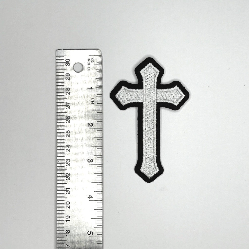 White Cross Embroidered Patch