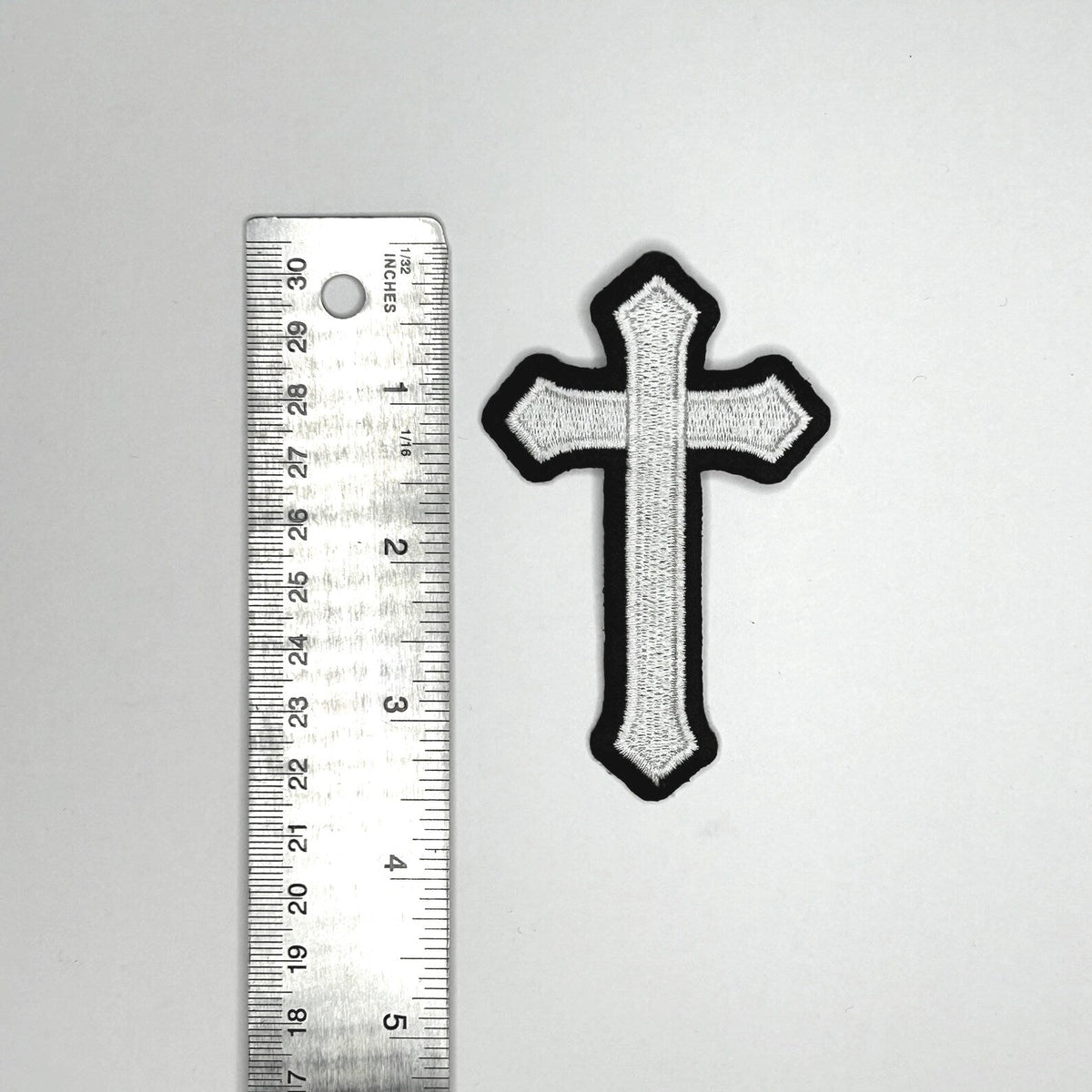 White Cross Embroidered Patch