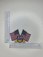 Crossed USA Flags Embroidered Patch